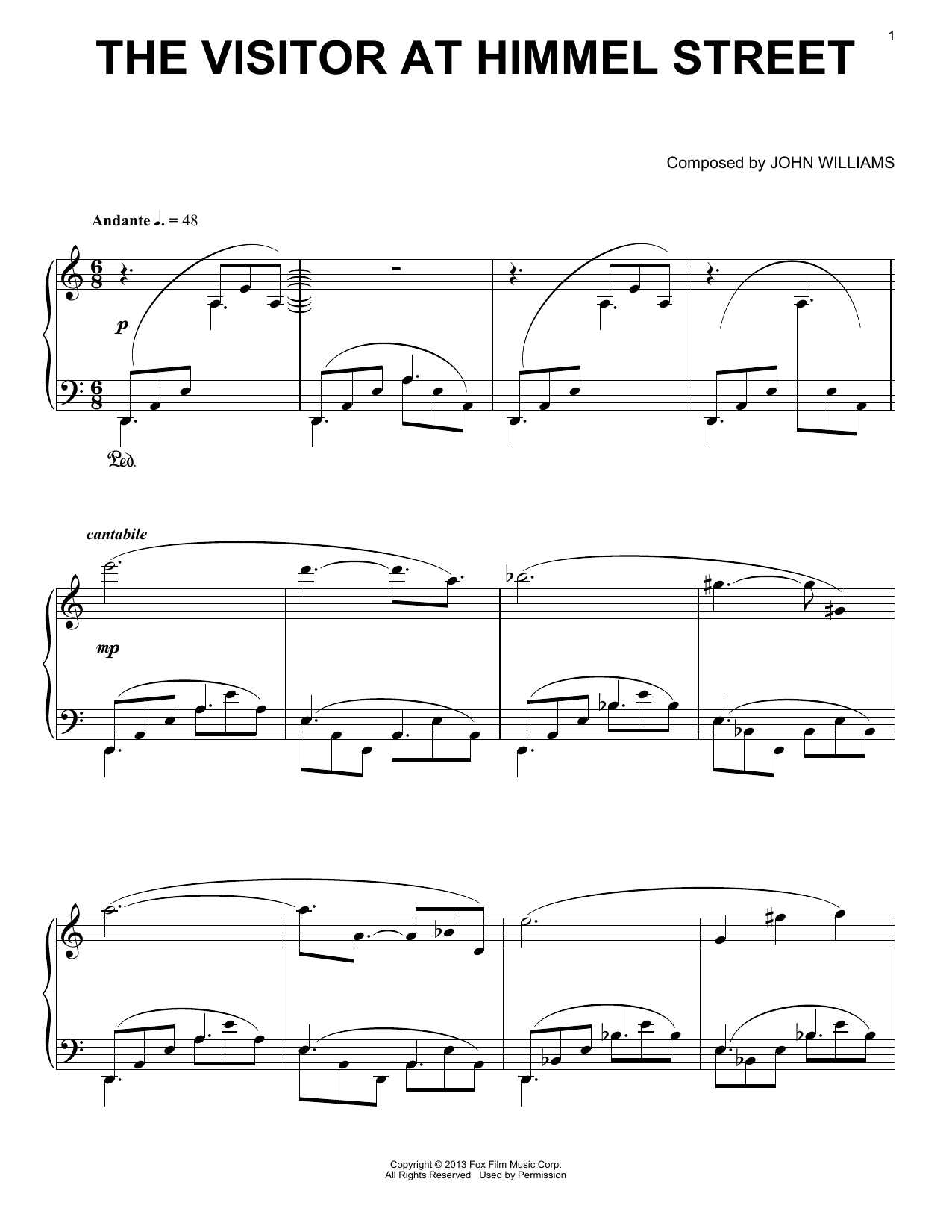 Learn to play John Williams The Visitor At Himmel Street sheet music for Piano Solo in minutes. John Williams The Visitor At Himmel Street sheet music notes and chords. Download Printable PDF.