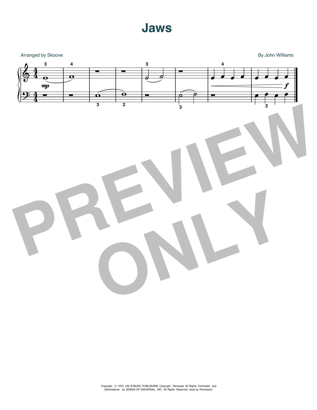 John Williams "Theme From "Jaws" (arr. Skoove)" Sheet Music PDF Notes ...