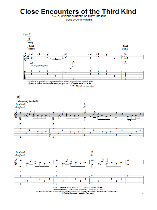 Learn to play Ben Woolman Theme From Close Encounters Of The Third Kind sheet music for Guitar Tab in minutes. Ben Woolman Theme From Close Encounters Of The Third Kind sheet music notes and chords. Download Printable PDF.