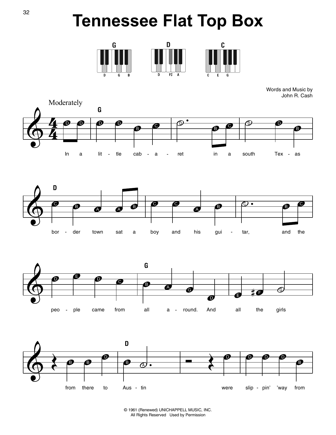 Johnny Cash Tennessee Flat Top Box sheet music notes and chords. Download Printable PDF.