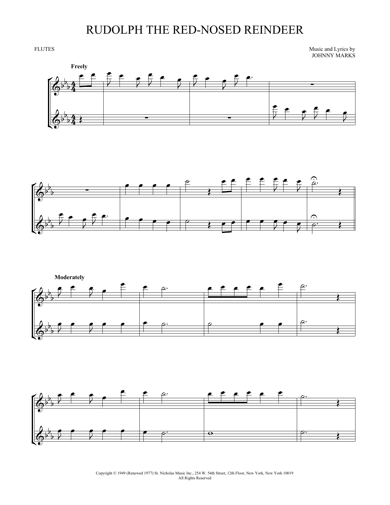 Johnny Marks Rudolph The Red-Nosed Reindeer sheet music notes and chords. Download Printable PDF.