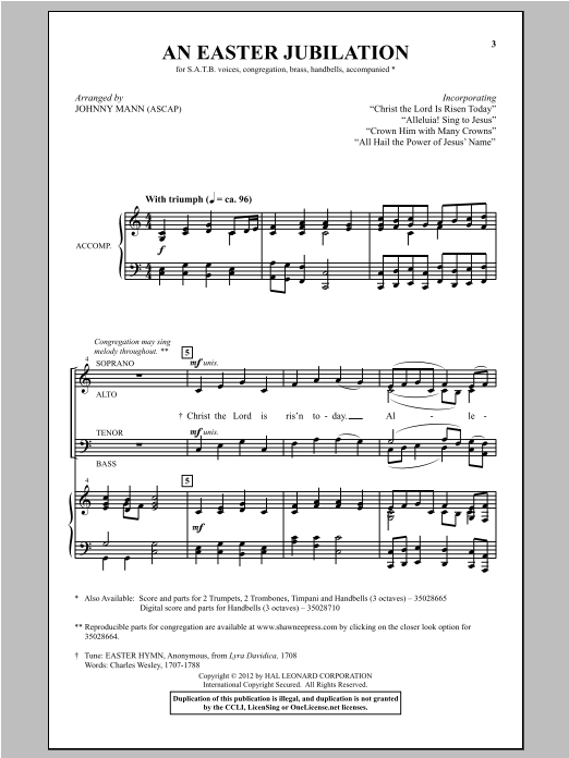 Johnny Mann All Hail The Power Of Jesus Name Sheet Music Pdf Notes Chords Concert Score Satb Choir Download Printable Sku 93756