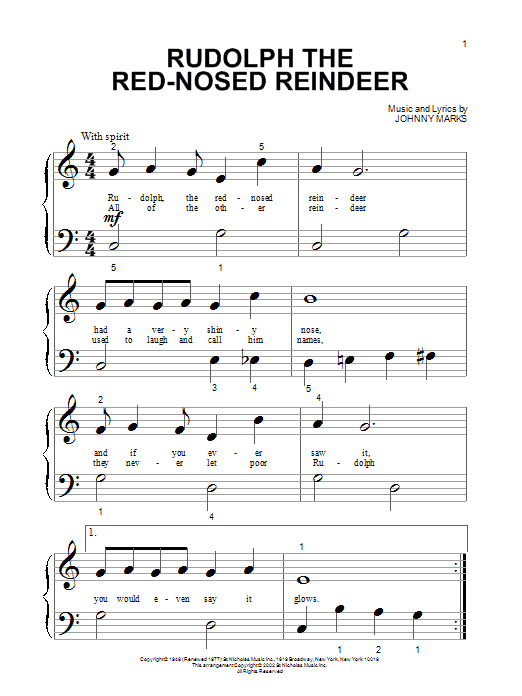 Stolthed Bunke af Manhattan Johnny Marks "Rudolph The Red-Nosed Reindeer" Sheet Music PDF Notes, Chords  | Children Score Guitar Lead Sheet Download Printable. SKU: 190025