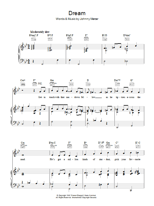 Johnny Mercer Dream sheet music notes and chords. Download Printable PDF.