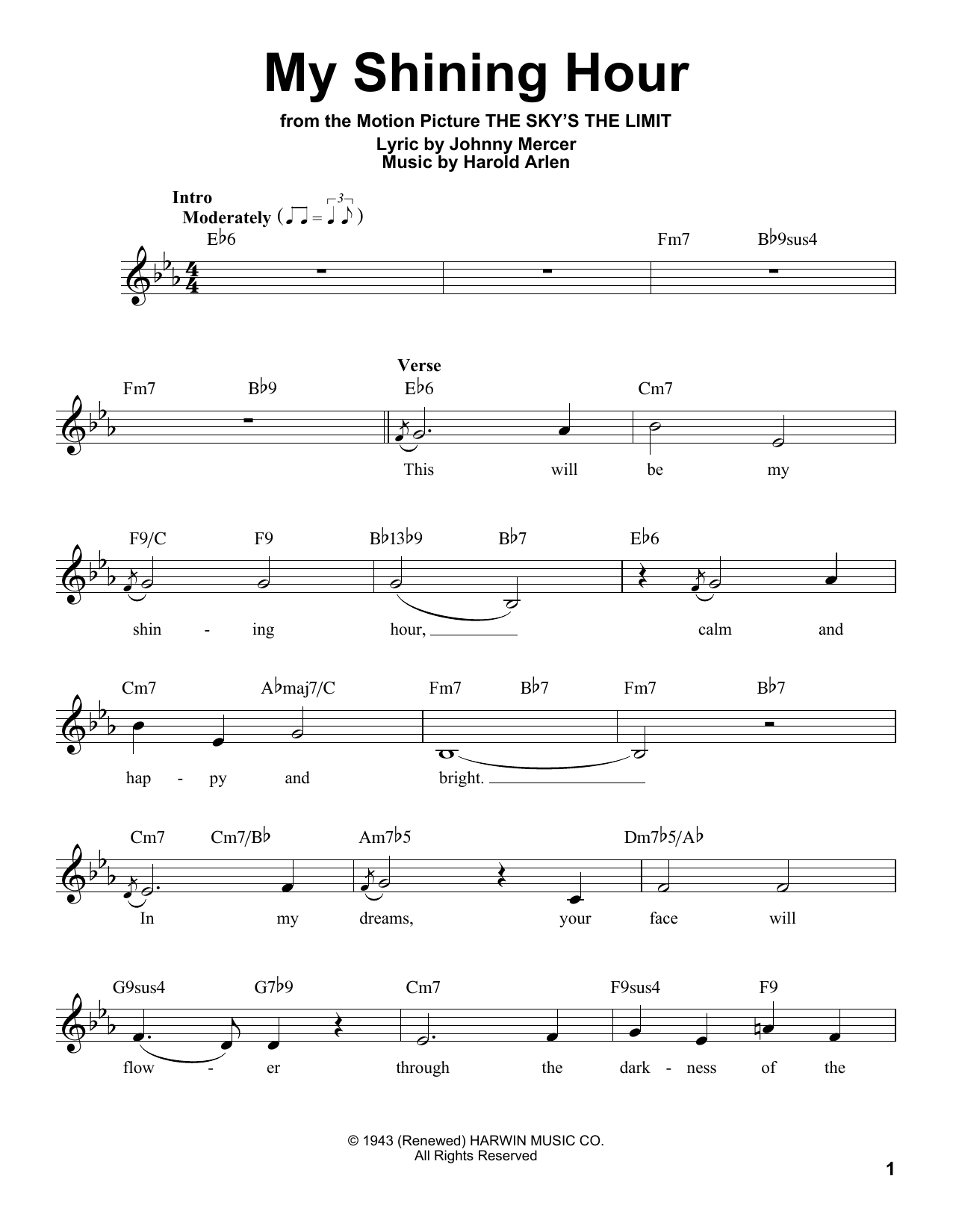 Learn to play Johnny Mercer My Shining Hour sheet music for Lead Sheet / Fake Book in minutes. Johnny Mercer My Shining Hour sheet music notes and chords. Download Printable PDF.