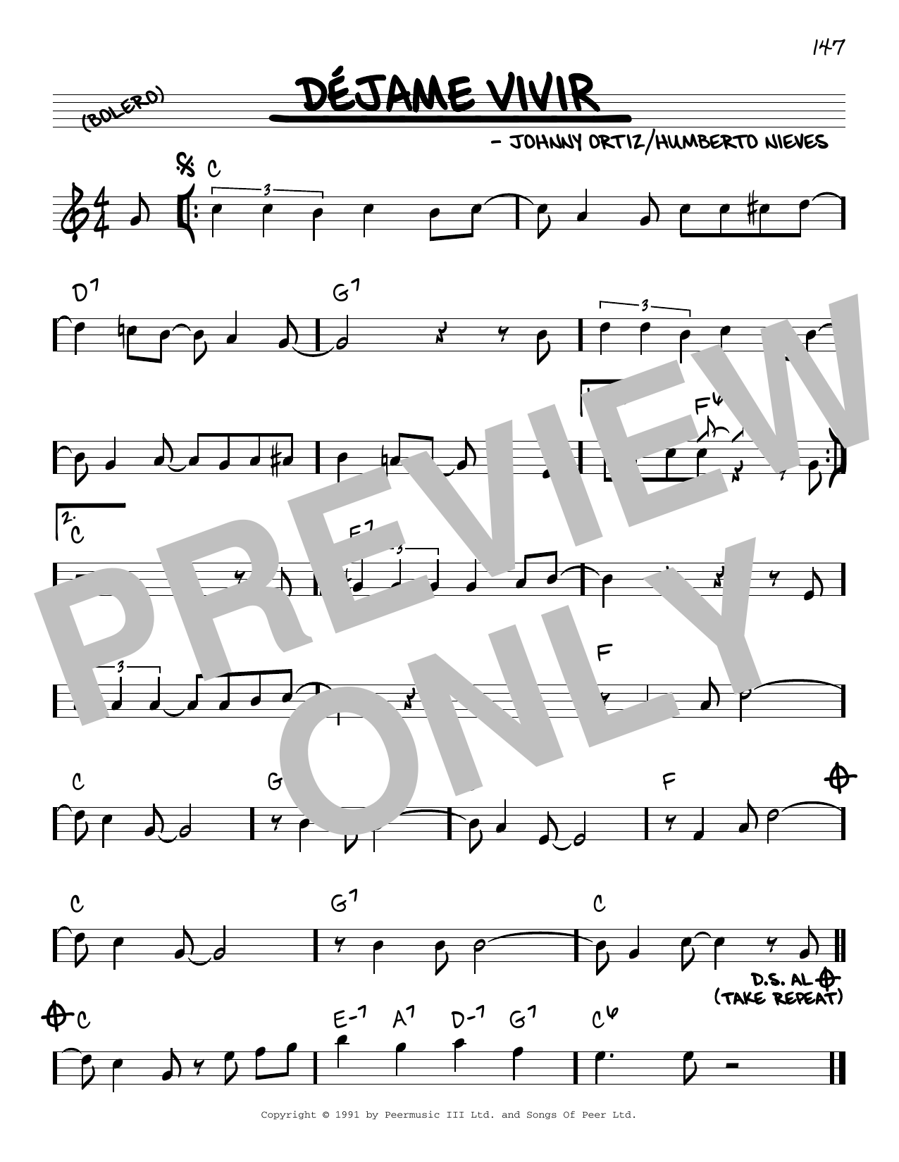 Johnny Ortiz Déjame Vivir sheet music notes and chords. Download Printable PDF.