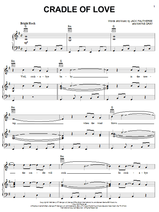 Johnny Preston Cradle Of Love sheet music notes and chords. Download Printable PDF.