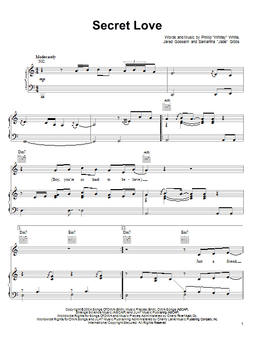 JoJo Secret Love sheet music notes and chords. Download Printable PDF.