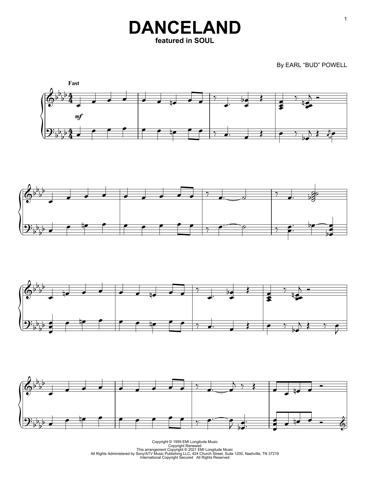 Learn to play Jon Batiste Danceland (from Soul) sheet music for Piano Solo in minutes. Price: 7.8900$ Jon Batiste Danceland (from Soul) sheet music notes and chords arranged for Piano Solo