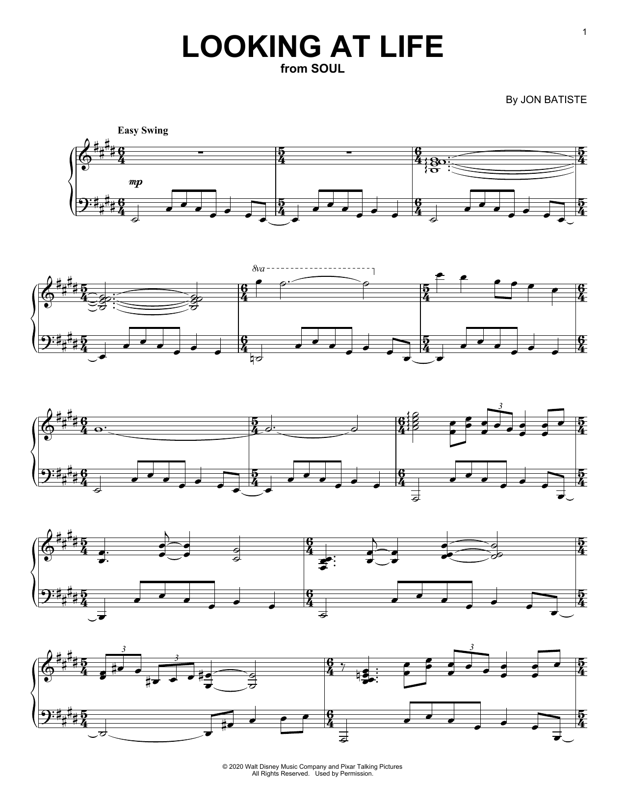 Learn to play Jon Batiste Looking At Life (from Soul) sheet music for Piano Solo in minutes. Price: 7.8900$ Jon Batiste Looking At Life (from Soul) sheet music notes and chords arranged for Piano Solo