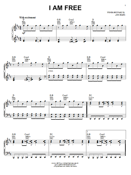 Newsboys I Am Free sheet music notes and chords. Download Printable PDF.