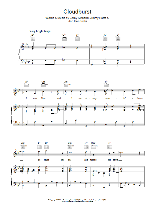 Jon Hendricks Cloudburst sheet music notes and chords. Download Printable PDF.