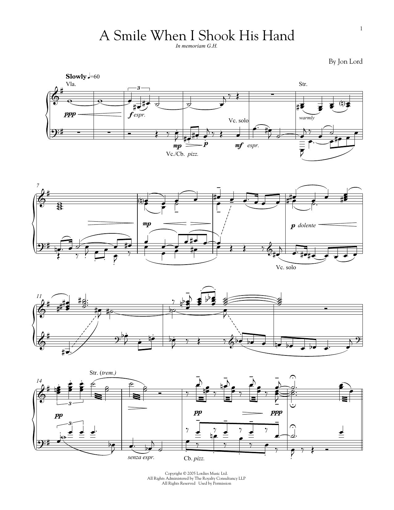 Learn to play Jon Lord A Smile When I Shook His Hand sheet music for Piano Solo in minutes. Price: 6.9900$ Jon Lord A Smile When I Shook His Hand sheet music notes and chords arranged for Piano Solo