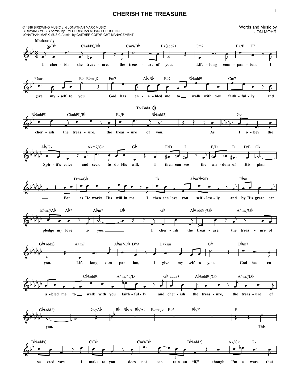 Learn to play Steve Green Cherish The Treasure sheet music for Lead Sheet / Fake Book in minutes. Price: 5.9900$ Steve Green Cherish The Treasure sheet music notes and chords arranged for Lead Sheet / Fake Book