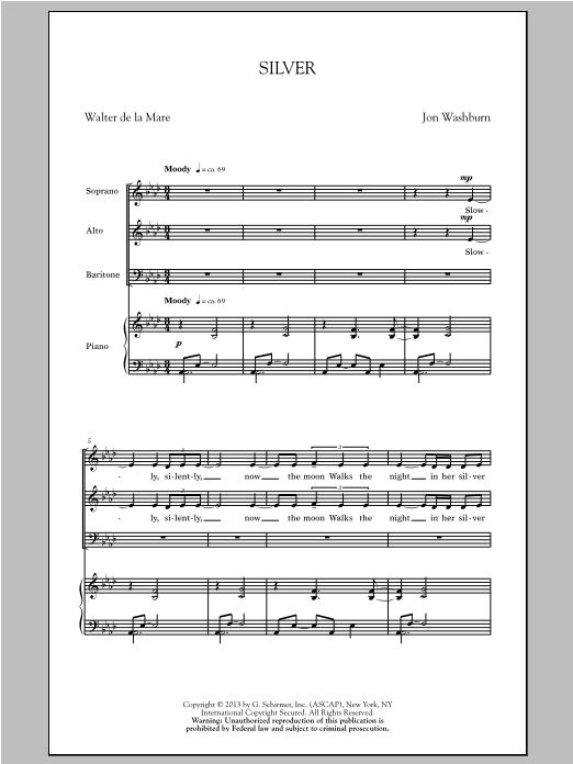 Jon Washburn Silver sheet music notes and chords. Download Printable PDF.