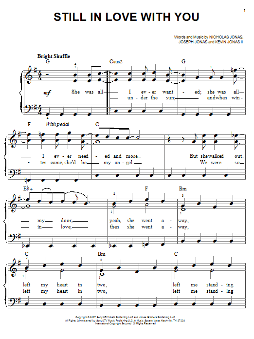 Jonas Brothers Still In Love With You sheet music notes and chords arranged for Easy Piano