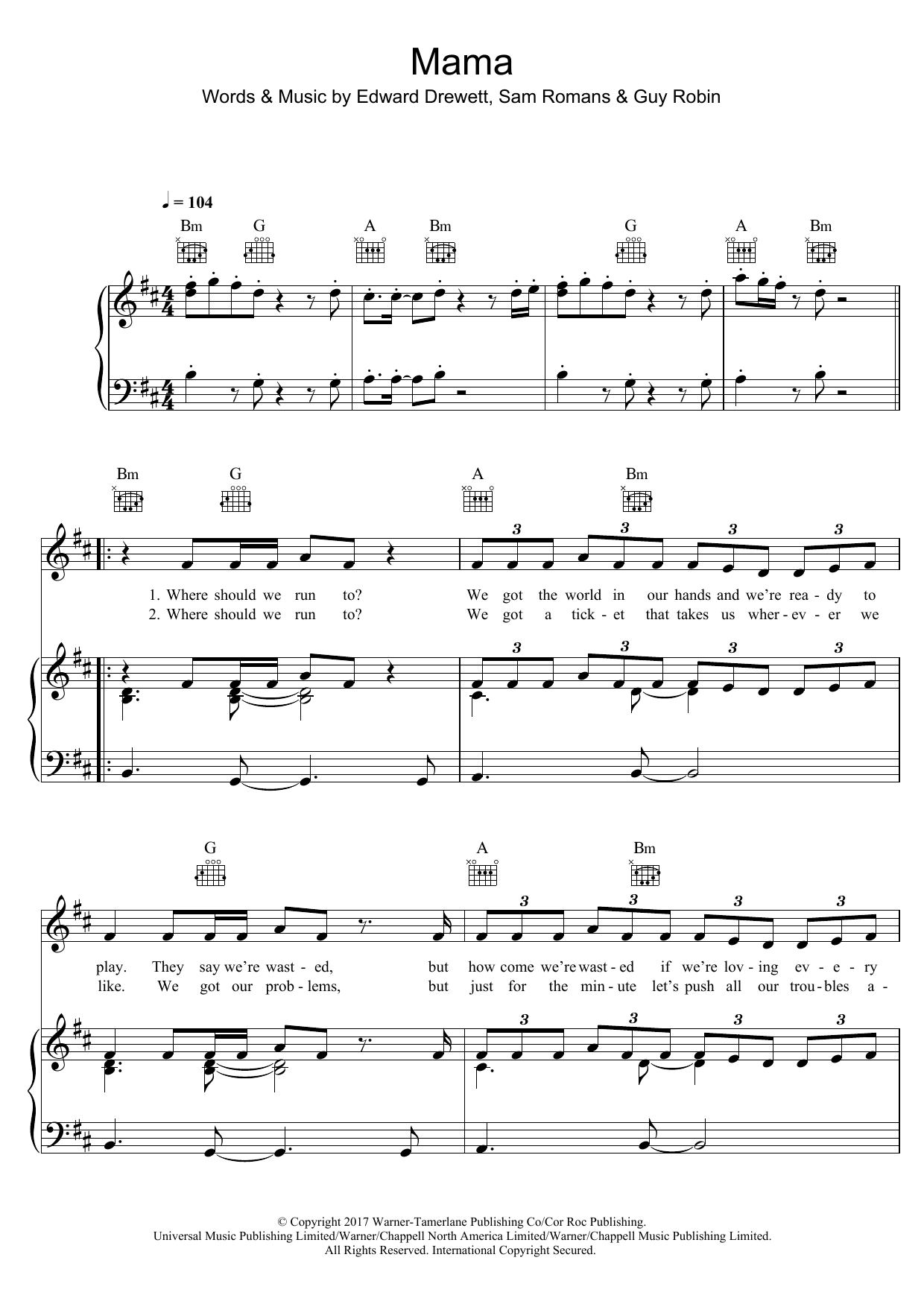 Jonas Blue "Mama (feat. William Sheet PDF Notes, Chords | Pop Score Keyboard Printable. SKU: 125309