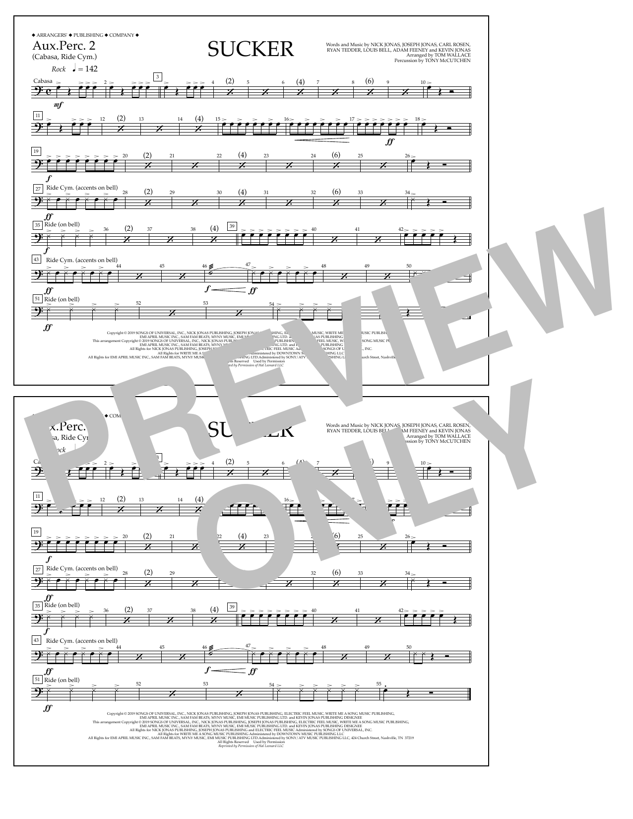 Learn to play Jonas Brothers Sucker (arr. Tom Wallace) - Aux. Perc. 2 sheet music for Marching Band in minutes. Price: 7.8900$ Jonas Brothers Sucker (arr. Tom Wallace) - Aux. Perc. 2 sheet music notes and chords arranged for Marching Band