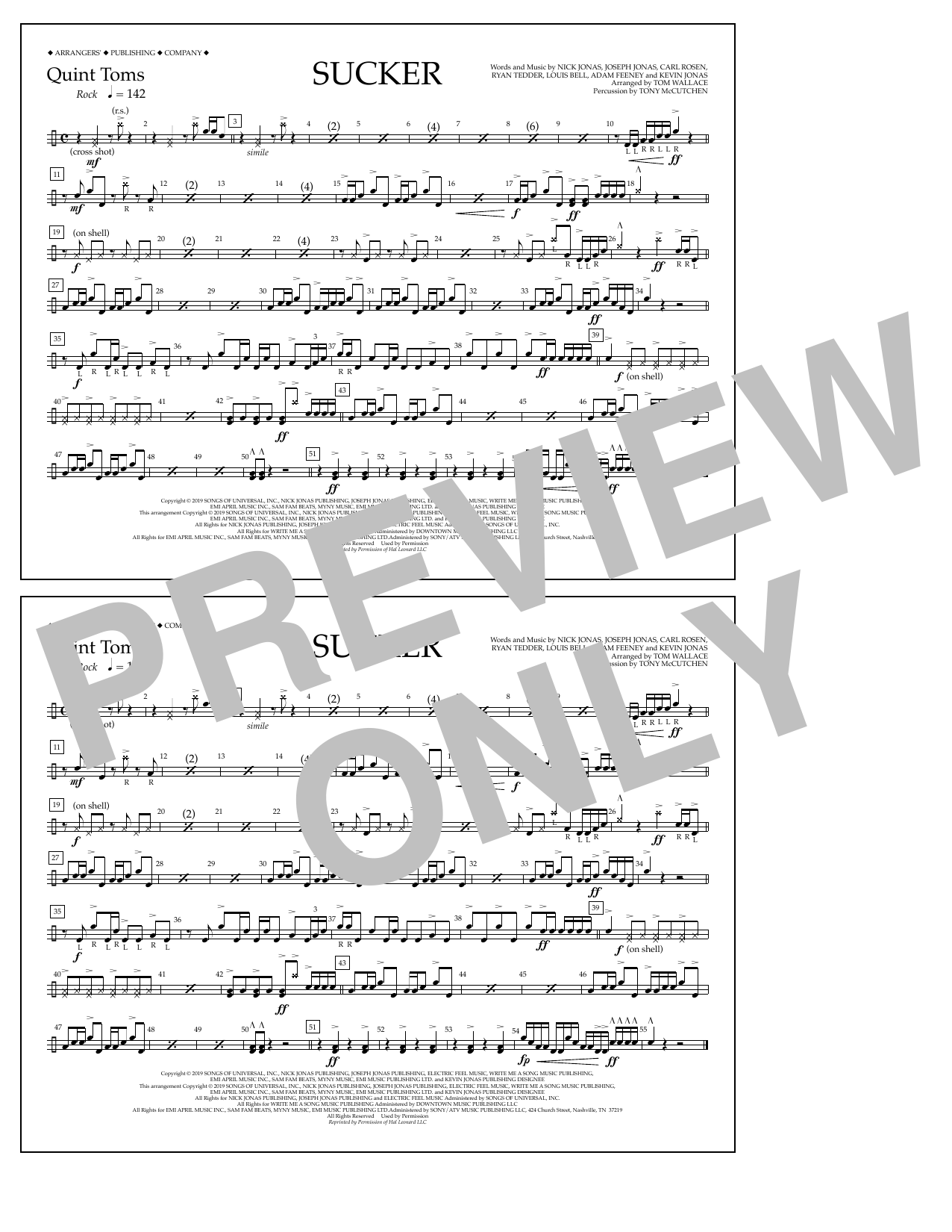 Learn to play Jonas Brothers Sucker (arr. Tom Wallace) - Quint-Toms sheet music for Marching Band in minutes. Jonas Brothers Sucker (arr. Tom Wallace) - Quint-Toms sheet music notes and chords
