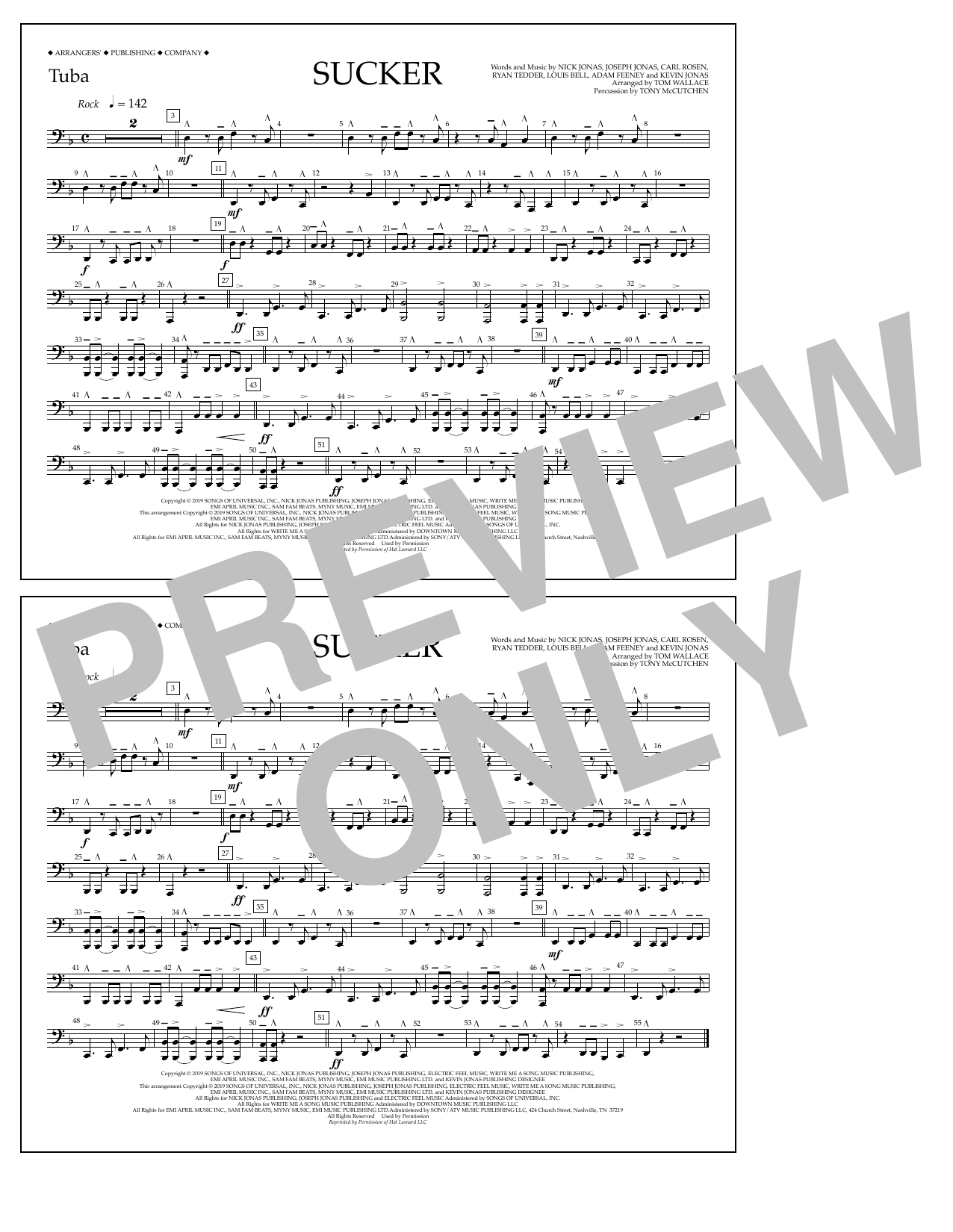 Learn to play Jonas Brothers Sucker (arr. Tom Wallace) - Tuba sheet music for Marching Band in minutes. Price: 7.8900$ Jonas Brothers Sucker (arr. Tom Wallace) - Tuba sheet music notes and chords arranged for Marching Band