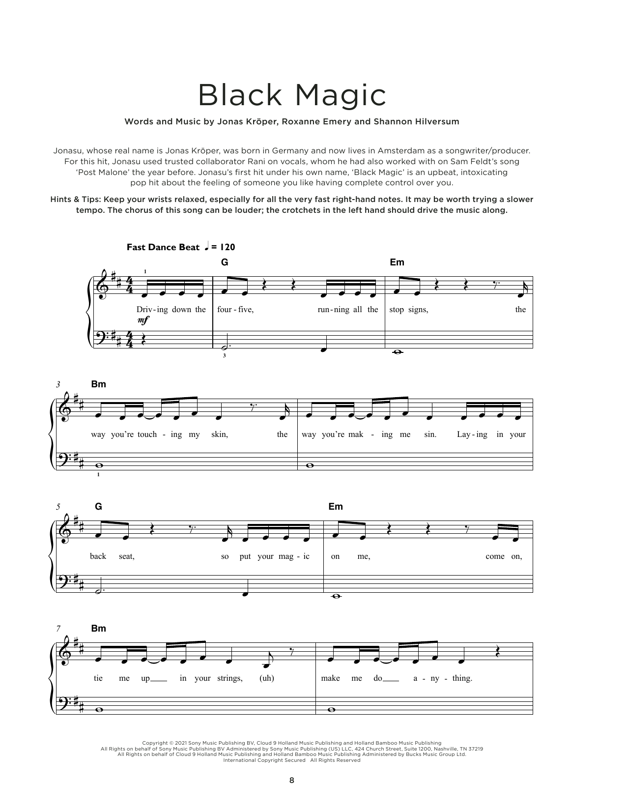 Jonasu Black Magic sheet music notes and chords. Download Printable PDF.