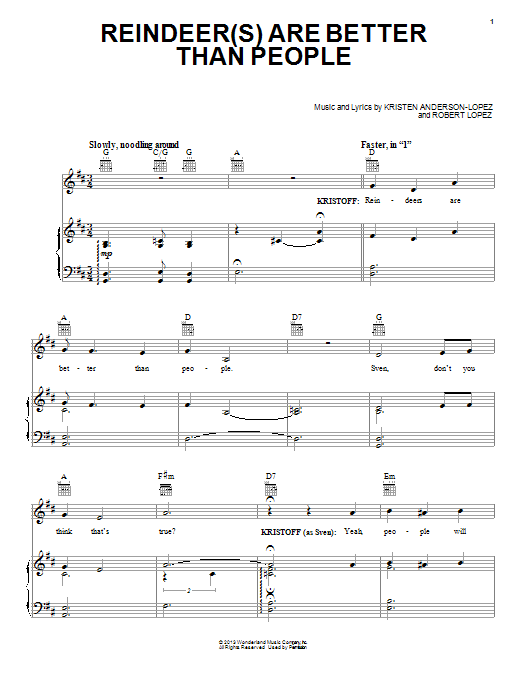 Jonathan Groff Reindeer(s) Are Better Than People (from Disney's Frozen) sheet music notes and chords. Download Printable PDF.