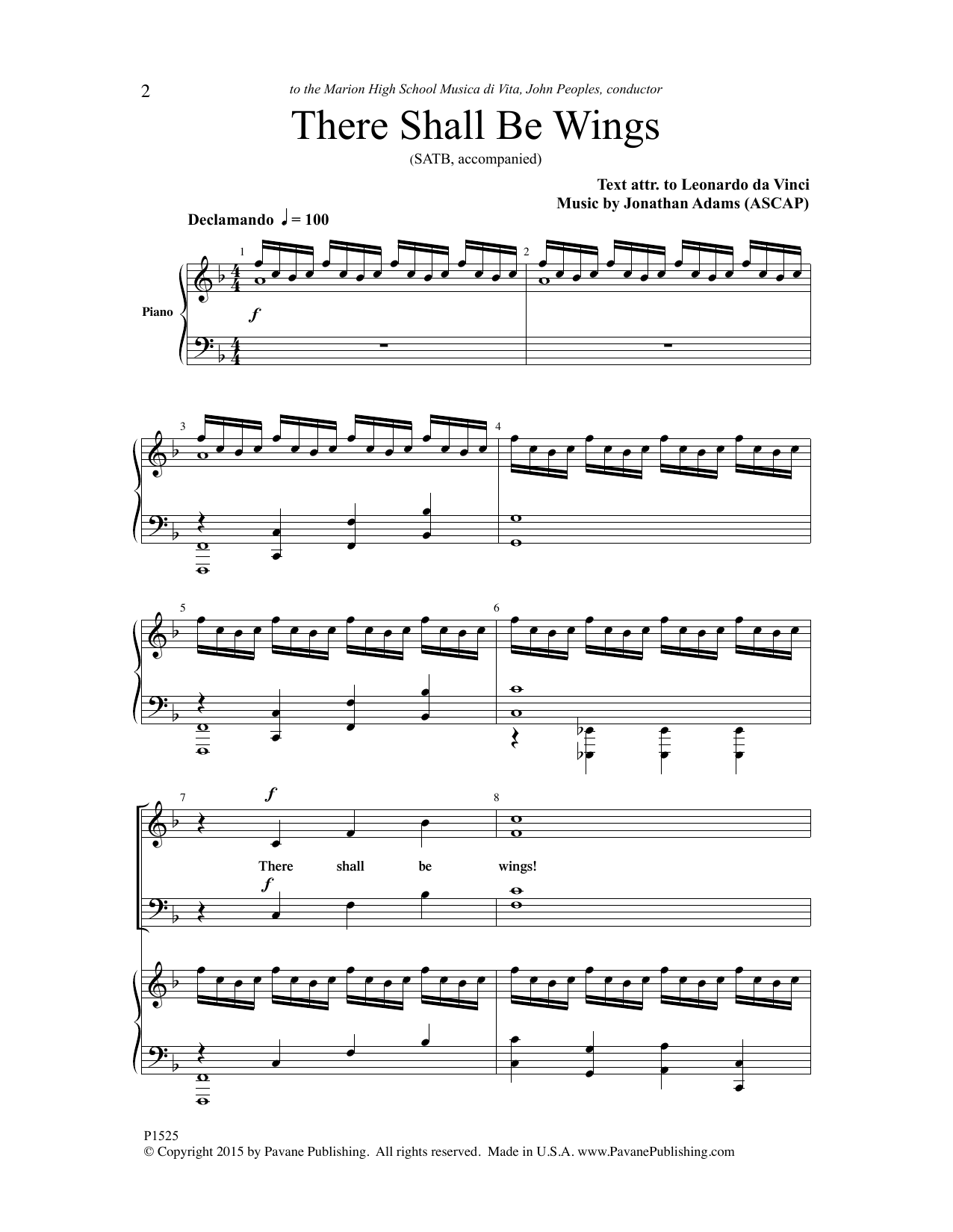 Learn to play Jonathan Adams There Shall Be Wings sheet music for SATB Choir in minutes. Price: 3.9900$ Jonathan Adams There Shall Be Wings sheet music notes and chords arranged for SATB Choir