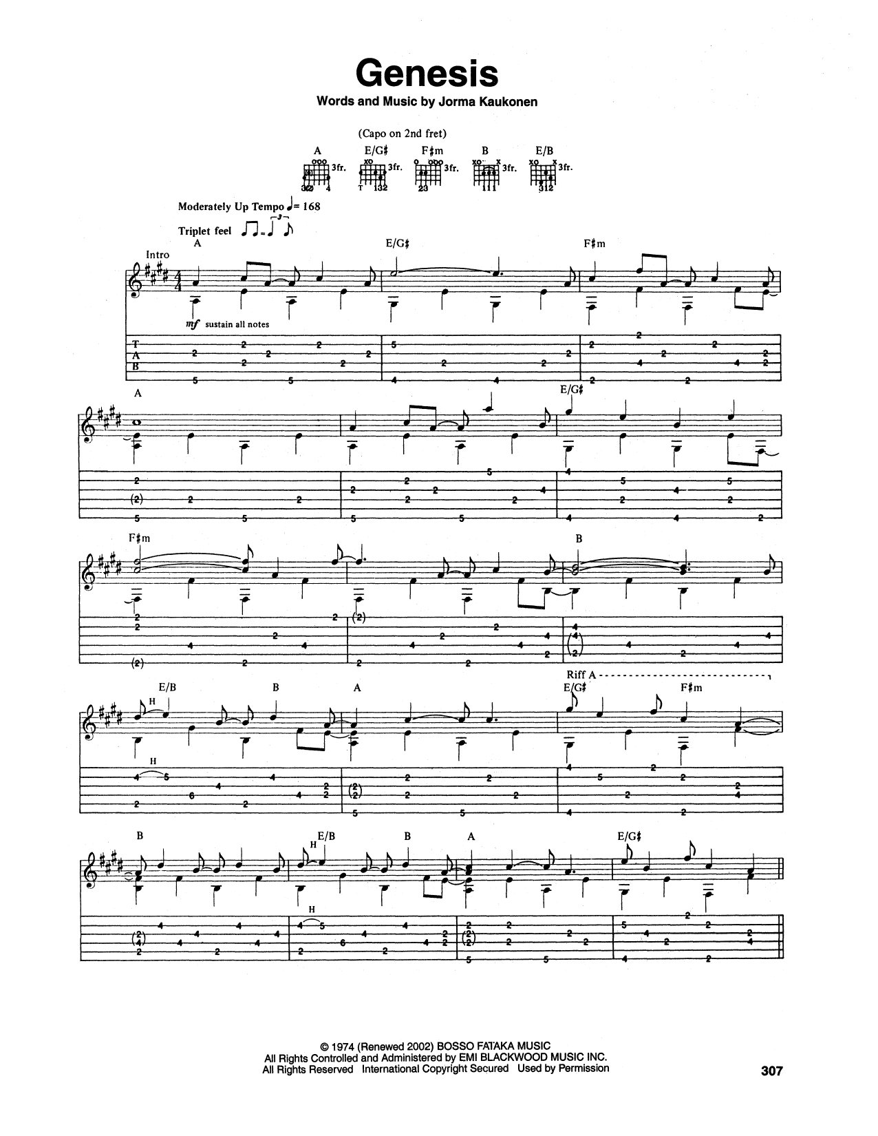 Jorma Kaukonen Genesis sheet music notes and chords. Download Printable PDF.