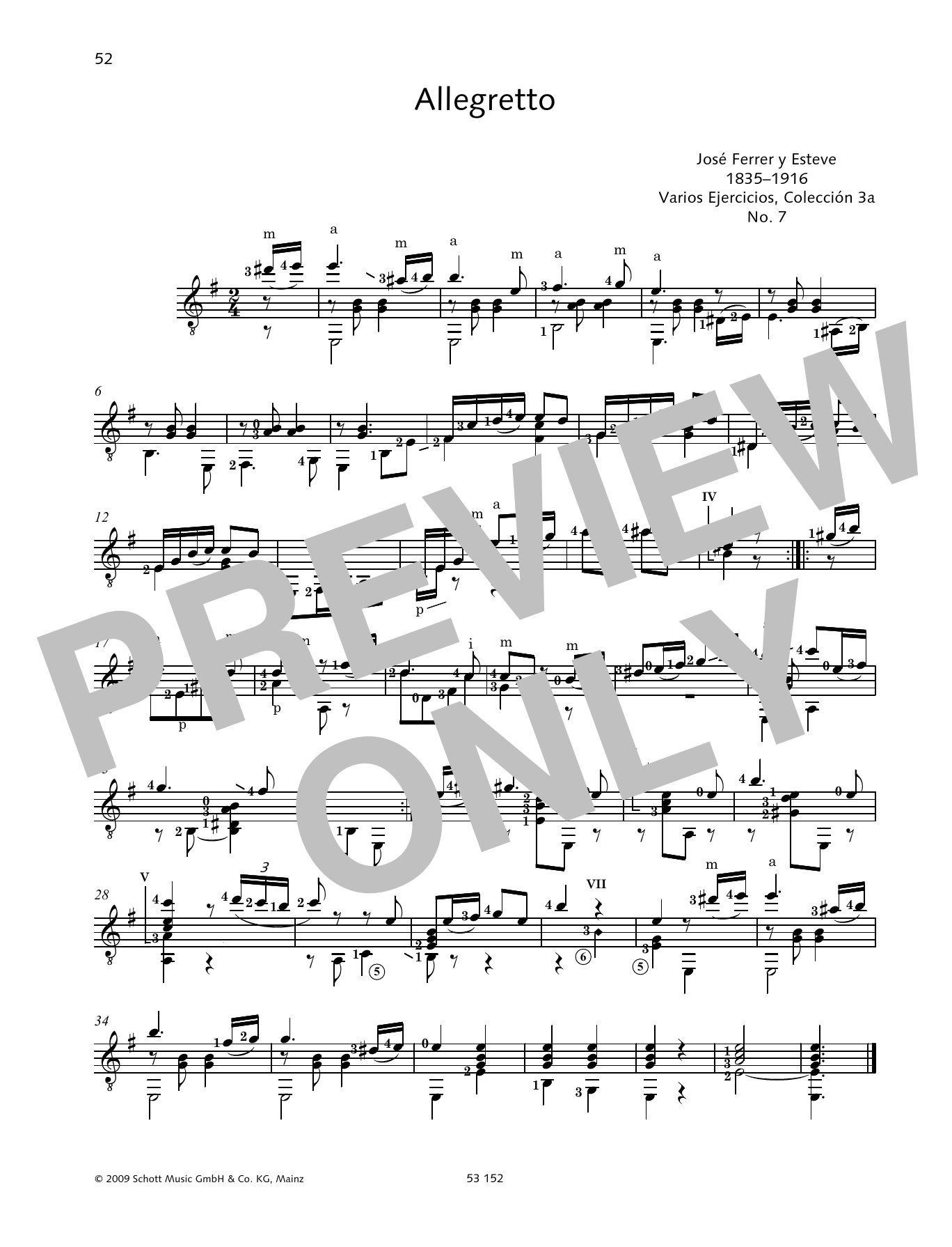 Jose Ferrer Allegretto sheet music notes and chords. Download Printable PDF.