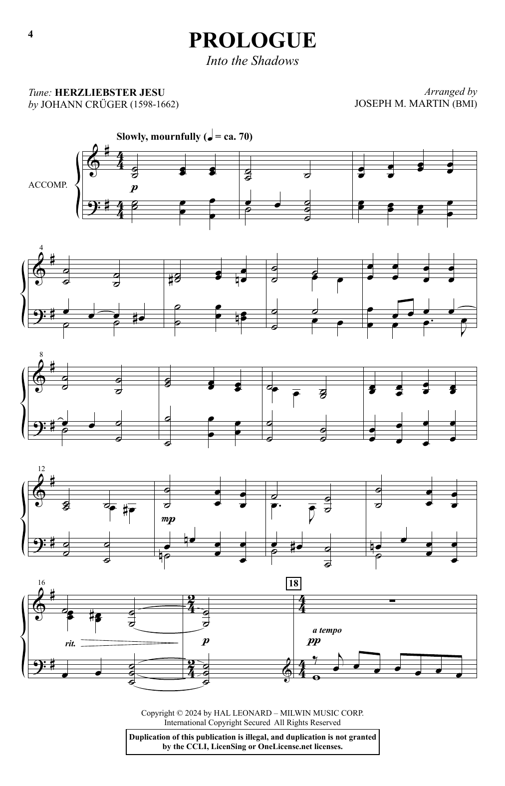 Joseph M. Martin The Solemn Shadows (A Service For Tenebrae) sheet music notes and chords arranged for SATB Choir