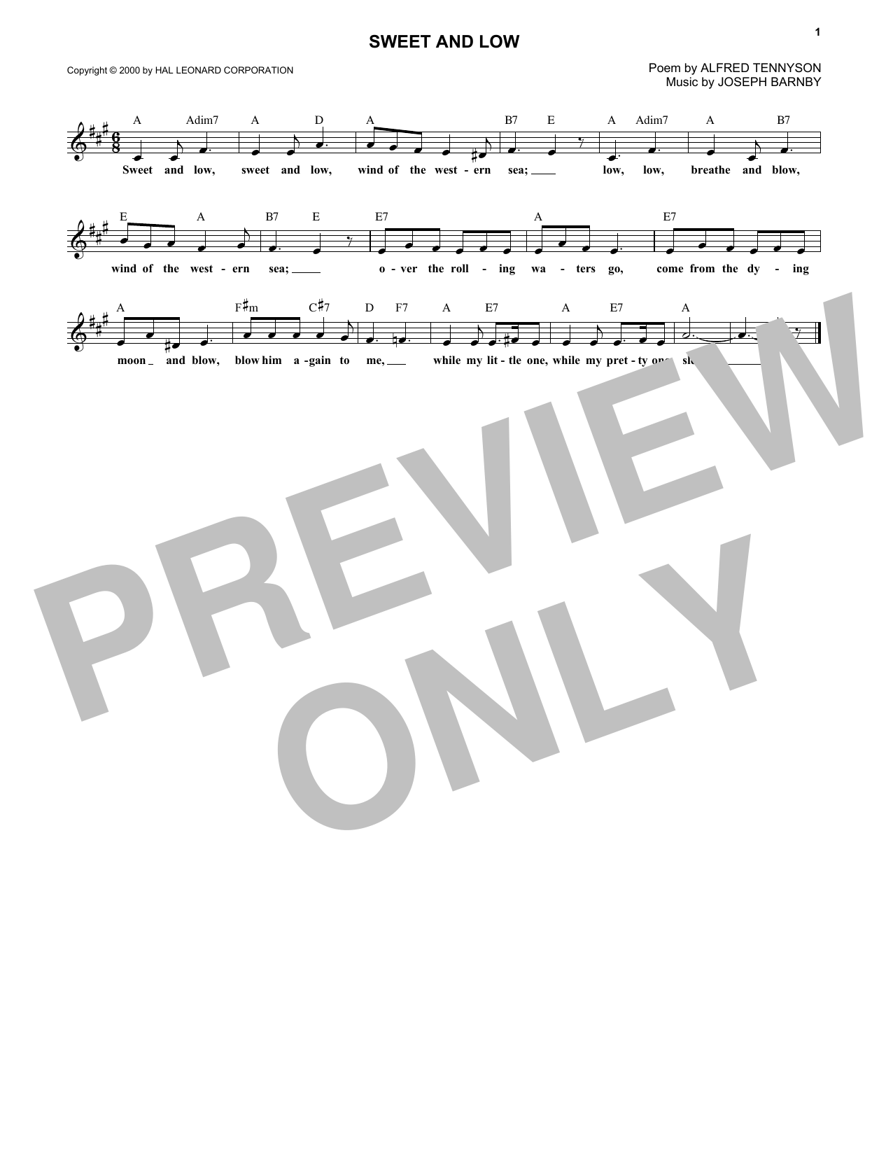 Joseph Barnby Sweet And Low sheet music notes and chords. Download Printable PDF.