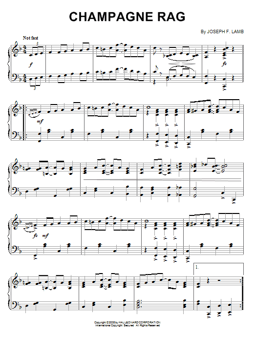 Joseph Lamb Champagne Rag sheet music notes and chords. Download Printable PDF.