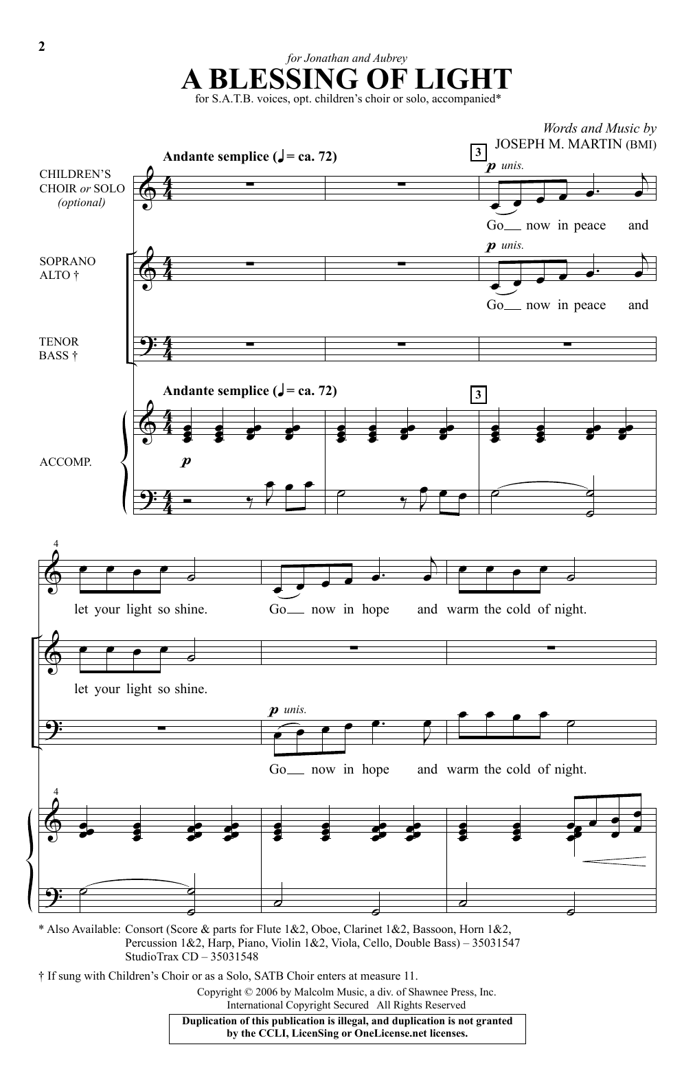Learn to play Joseph M. Martin A Blessing Of Light sheet music for SATB Choir in minutes. Price: 3.9900$ Joseph M. Martin A Blessing Of Light sheet music notes and chords arranged for SATB Choir