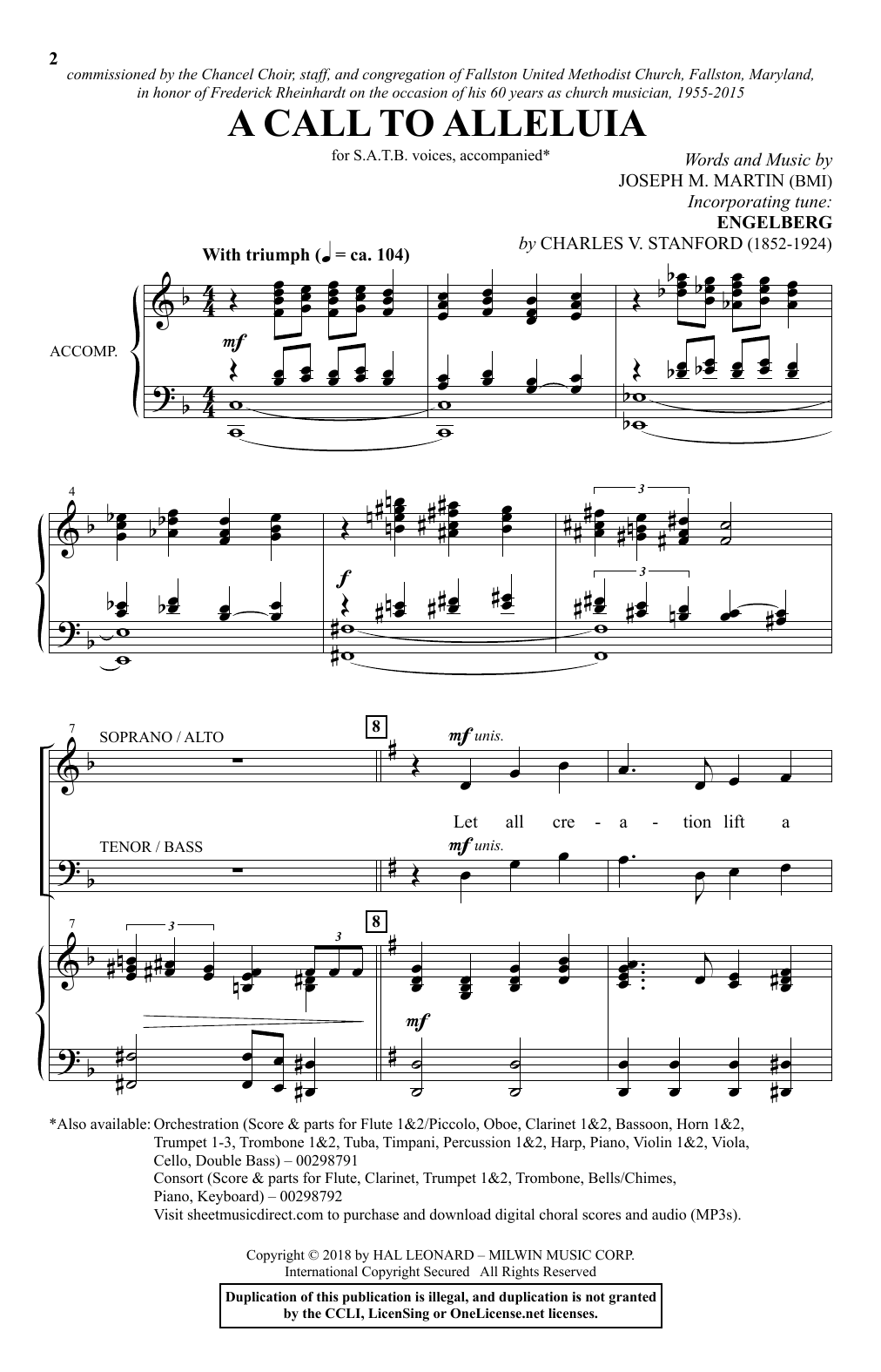 Learn to play Joseph M. Martin A Call To Alleluia sheet music for SATB Choir in minutes. Price: 3.9900$ Joseph M. Martin A Call To Alleluia sheet music notes and chords arranged for SATB Choir