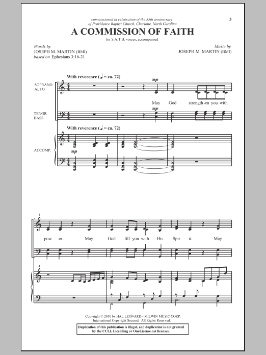 Learn to play Joseph M. Martin A Commission Of Faith sheet music for SATB Choir in minutes. Price: 3.9900$ Joseph M. Martin A Commission Of Faith sheet music notes and chords arranged for SATB Choir