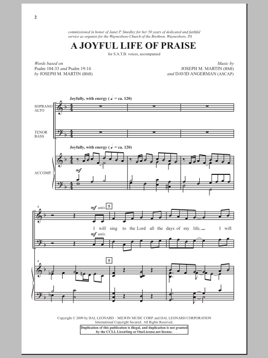 Learn to play Joseph M. Martin A Joyful Life Of Praise sheet music for SATB Choir in minutes. Price: 3.9900$ Joseph M. Martin A Joyful Life Of Praise sheet music notes and chords arranged for SATB Choir