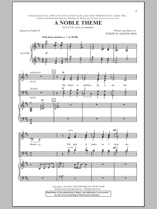 Learn to play Joseph M. Martin A Noble Theme sheet music for SATB Choir in minutes. Price: 3.9900$ Joseph M. Martin A Noble Theme sheet music notes and chords arranged for SATB Choir