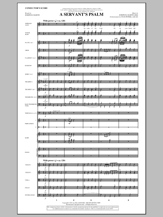 Learn to play Joseph M. Martin A Servant's Psalm - Full Score sheet music for Choir Instrumental Pak in minutes. Price: 8.9900$ Joseph M. Martin A Servant's Psalm - Full Score sheet music notes and chords arranged for Choir Instrumental Pak