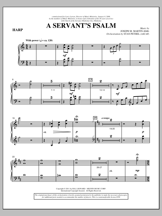 Learn to play Joseph M. Martin A Servant's Psalm - Harp sheet music for Choir Instrumental Pak in minutes. Price: 8.9900$ Joseph M. Martin A Servant's Psalm - Harp sheet music notes and chords arranged for Choir Instrumental Pak
