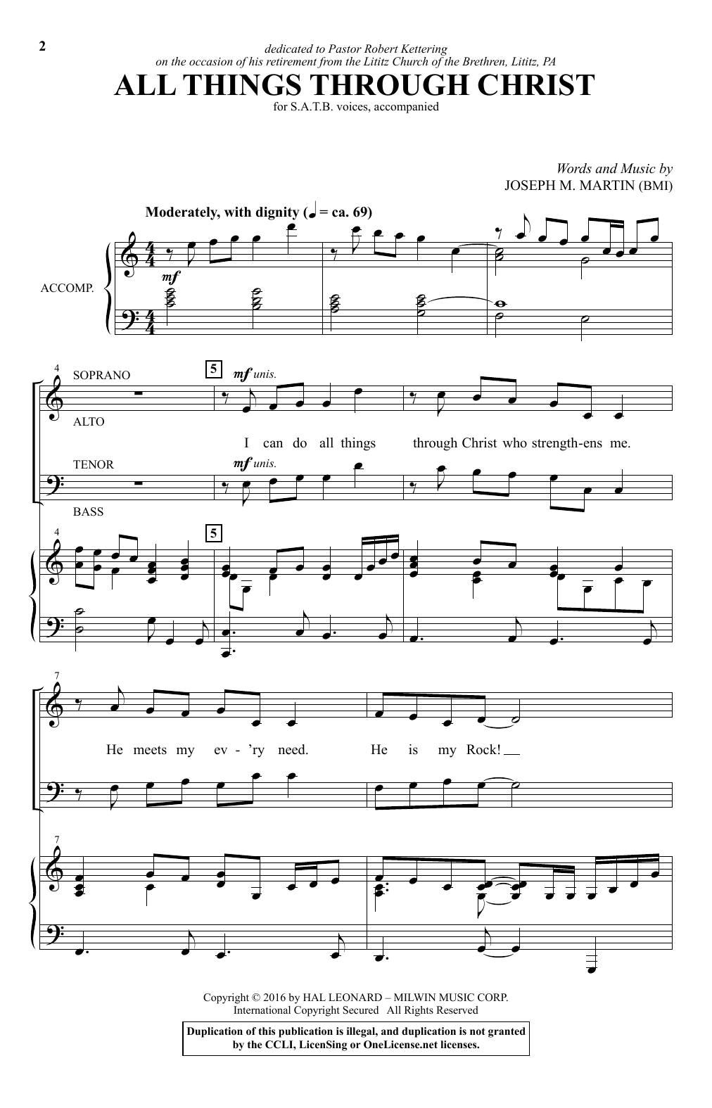 Joseph M Martin All Things Through Christ Sheet Music Pdf Notes Chords Sacred Score Satb Choir Download Printable Sku 177540