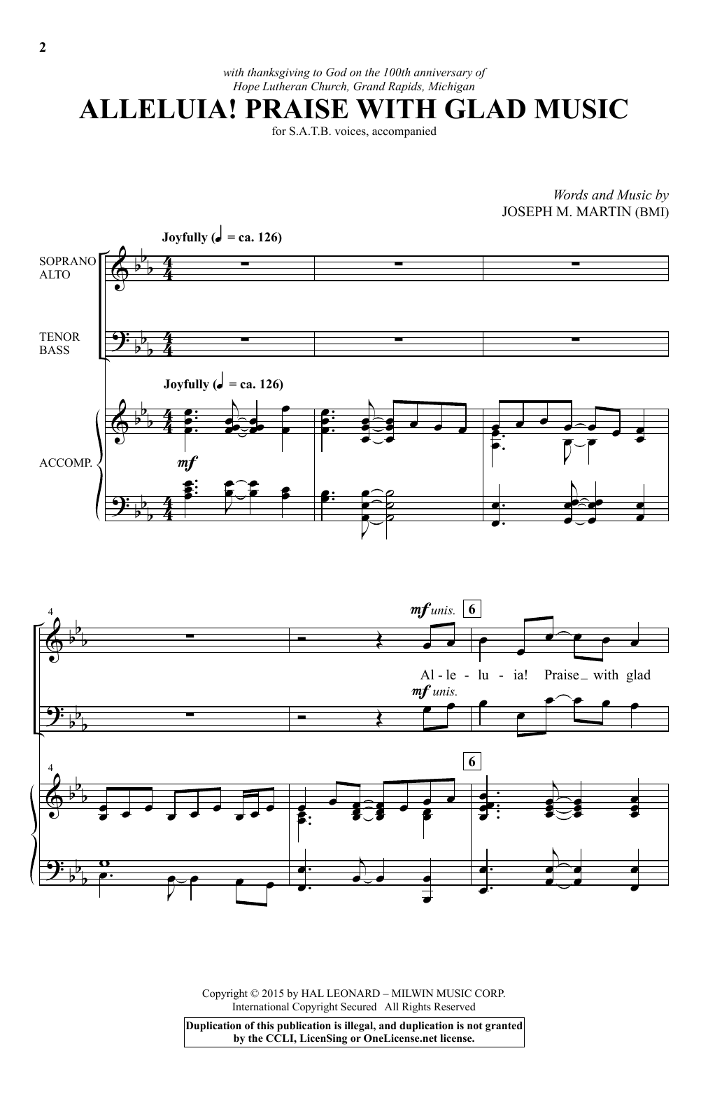 Joseph M. Martin Alleluia! Praise With Glad Music sheet music notes and chords arranged for SATB Choir