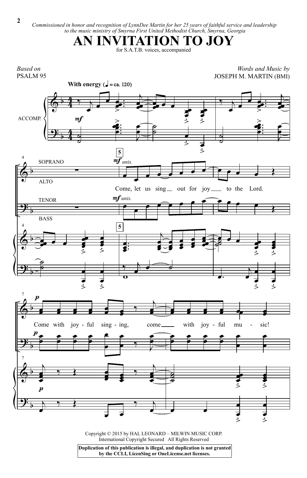 Learn to play Joseph M. Martin An Invitation To Joy sheet music for SATB Choir in minutes. Price: 3.9900$ Joseph M. Martin An Invitation To Joy sheet music notes and chords arranged for SATB Choir