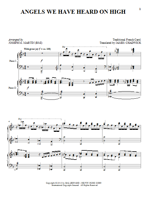 Learn to play Joseph M. Martin Angels We Have Heard On High sheet music for Piano Duet in minutes. Joseph M. Martin Angels We Have Heard On High sheet music notes and chords. Download Printable PDF.