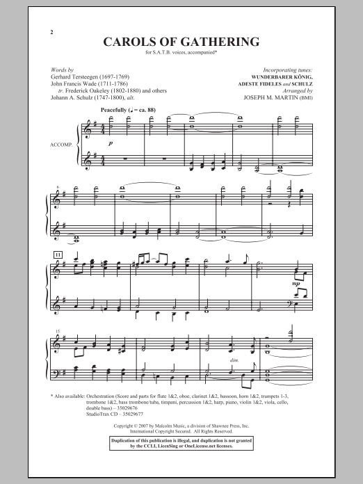 Learn to play Joseph M. Martin Carols Of Gathering sheet music for SATB Choir in minutes. Joseph M. Martin Carols Of Gathering sheet music notes and chords. Download Printable PDF.