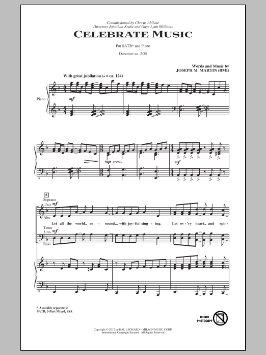 Joseph M. Martin Celebrate Music sheet music notes and chords. Download Printable PDF.