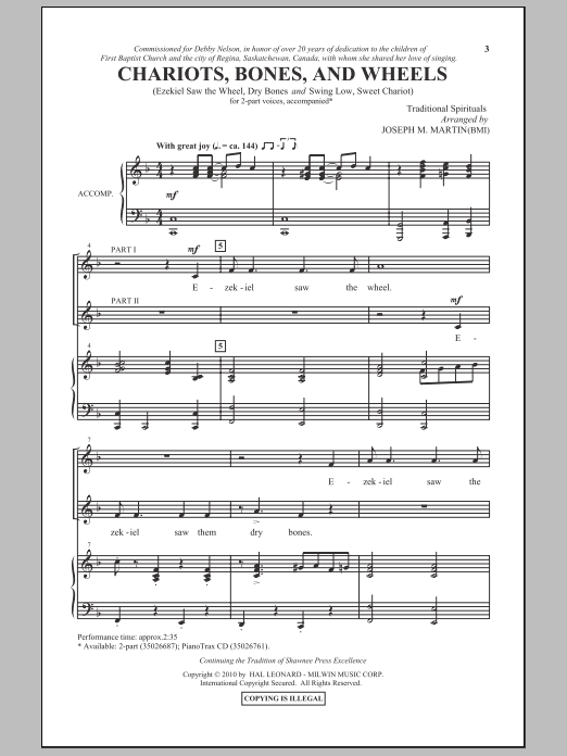 Learn to play Joseph M. Martin Chariots, Bones, And Wheels sheet music for 2-Part Choir in minutes. Price: 3.9900$ Joseph M. Martin Chariots, Bones, And Wheels sheet music notes and chords arranged for 2-Part Choir