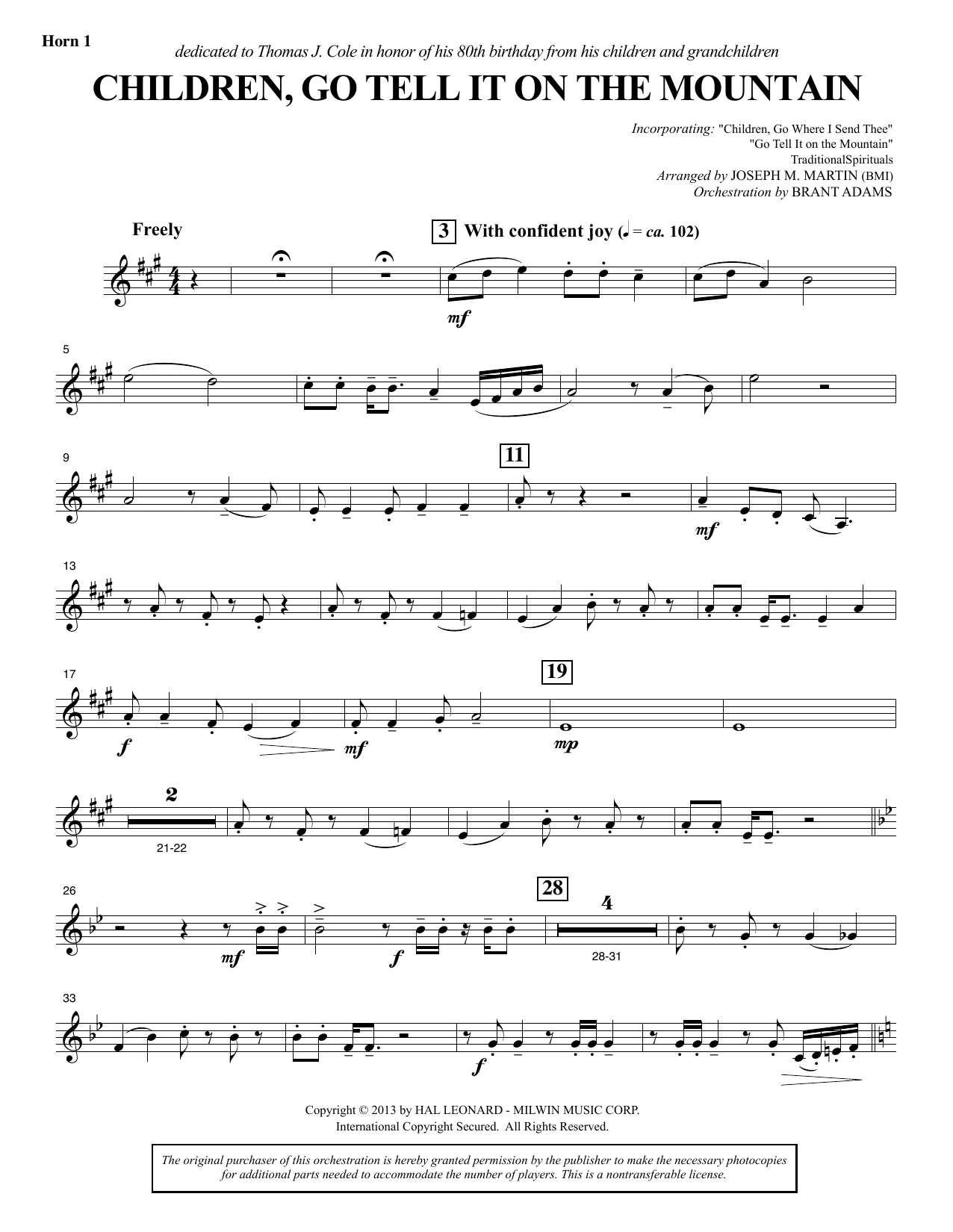 Learn to play Joseph M. Martin Children, Go Tell It on the Mountain - F Horn 1 sheet music for Choir Instrumental Pak in minutes. Joseph M. Martin Children, Go Tell It on the Mountain - F Horn 1 sheet music notes and chords. Download Printable PDF.
