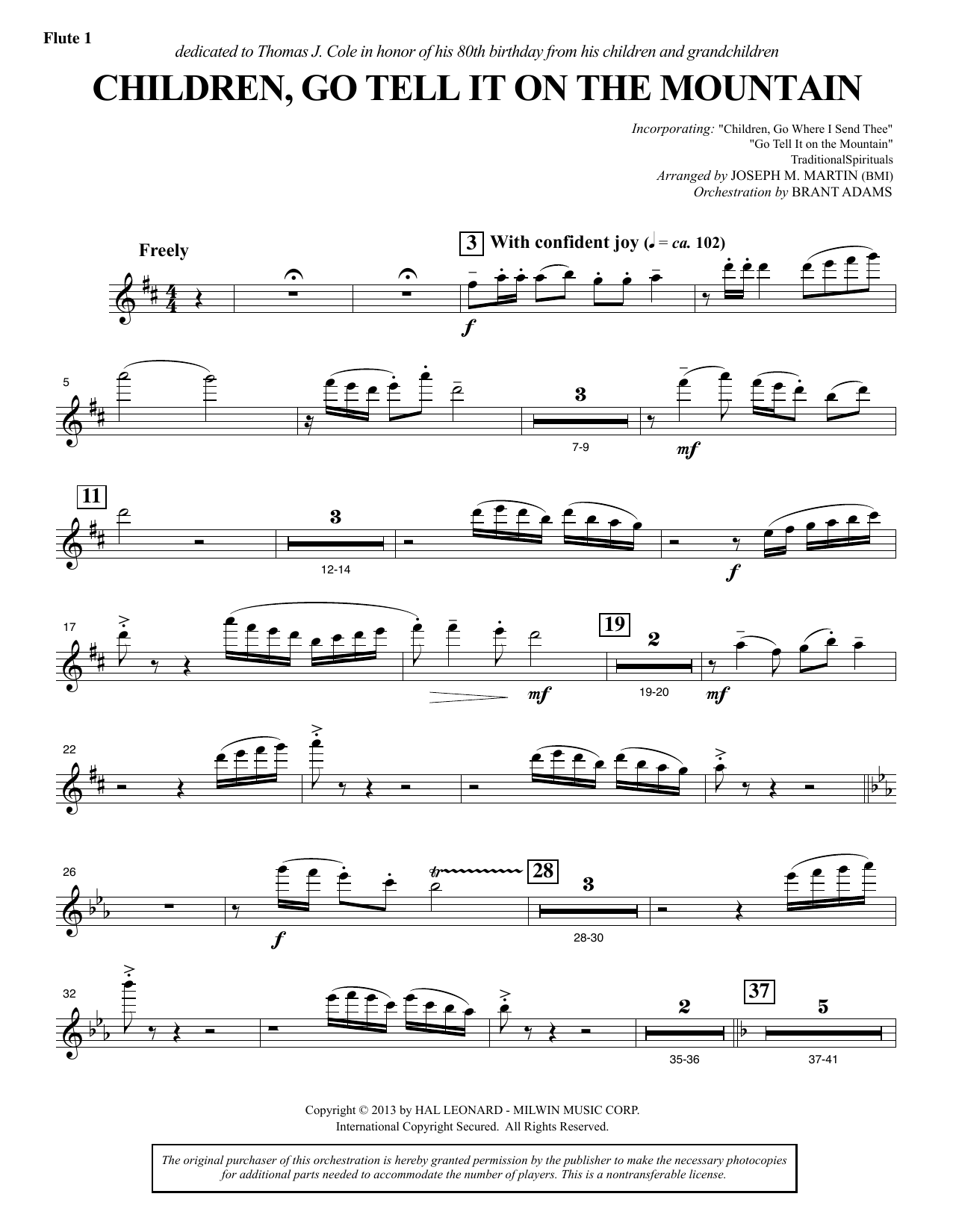 Learn to play Joseph M. Martin Children, Go Tell It on the Mountain - Flute 1 sheet music for Choir Instrumental Pak in minutes. Price: 8.9900$ Joseph M. Martin Children, Go Tell It on the Mountain - Flute 1 sheet music notes and chords arranged for Choir Instrumental Pak