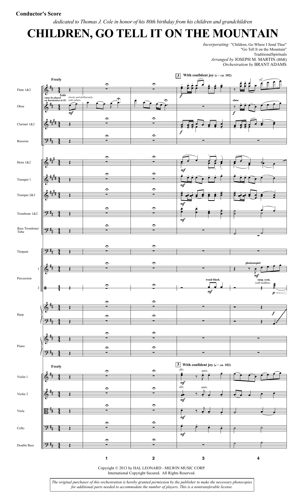 Learn to play Joseph M. Martin Children, Go Tell It on the Mountain - Full Score sheet music for Choir Instrumental Pak in minutes. Price: 8.9900$ Joseph M. Martin Children, Go Tell It on the Mountain - Full Score sheet music notes and chords arranged for Choir Instrumental Pak