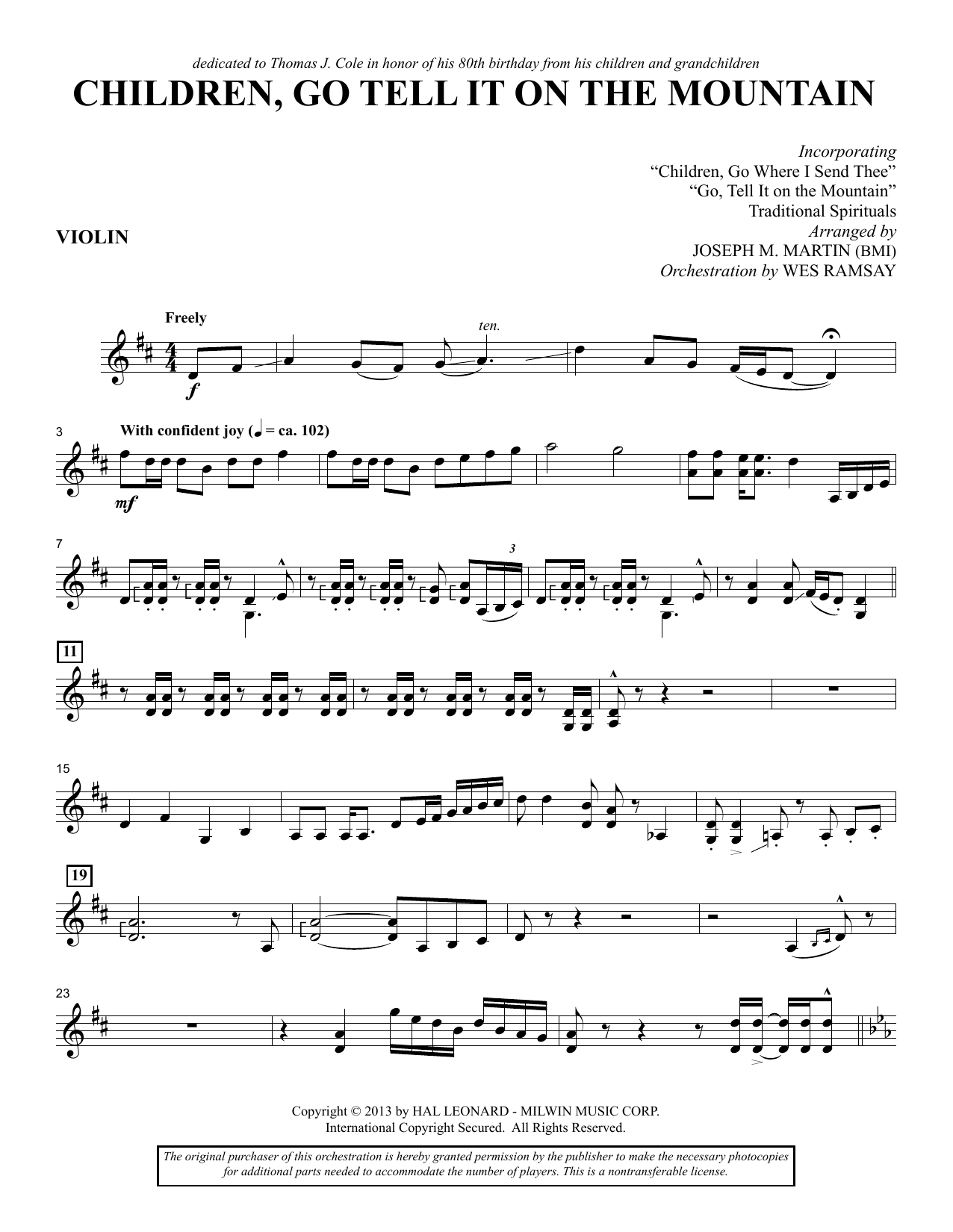 Learn to play Joseph M. Martin Children, Go Tell It on the Mountain - Violin sheet music for Choir Instrumental Pak in minutes. Price: 8.9900$ Joseph M. Martin Children, Go Tell It on the Mountain - Violin sheet music notes and chords arranged for Choir Instrumental Pak